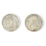 A Queen Victoria young head 1845 silver crown with cinquefoil stop after 'VIII',