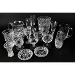 A good collection of mixed crystal and glassware to include a pair of glasses with air twist stem,