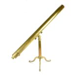 An early 20th century brass Scott spotting scope, lacking objective lens,