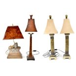 Four table lamps to include a pair of column lamps,