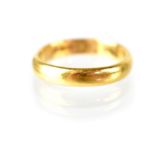 A 22ct gold band ring, size P, approx 5.6g.
