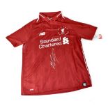MOHAMED SALAH; a replica signed Liverpool shirt, size UK Small.