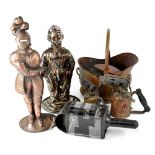 A large quantity of 19th and 20th century mixed metalware to include copper pans, kettle, planters,