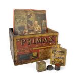 Various items relating to shooting ammunition to include 'Primax' cartridges wooden crate with