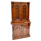 A stained pine chiffonier bookcase,