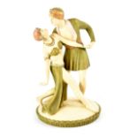 Royal Dux; an Art Deco figural group of beautiful dancing lady and partner,