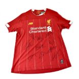 LIVERPOOL FOOTBALL CLUB; a replica shirt signed by the Premier League winning team, Firmino,