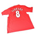 STEVEN GERRARD; a replica Champions League Final 2005 shirt signed to the reverse by Gerrard,