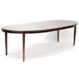 A retro Brahmin mahogany crossbanded oval extending dining table with two additional leaves,