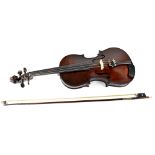 A c1900 Dresden copy of an Antonius Stradivarius (internal label) violin, length 63cm,