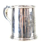 A George V hallmarked silver mug, engraved 'The City Club Chester, Christmas 1936, W Parry',