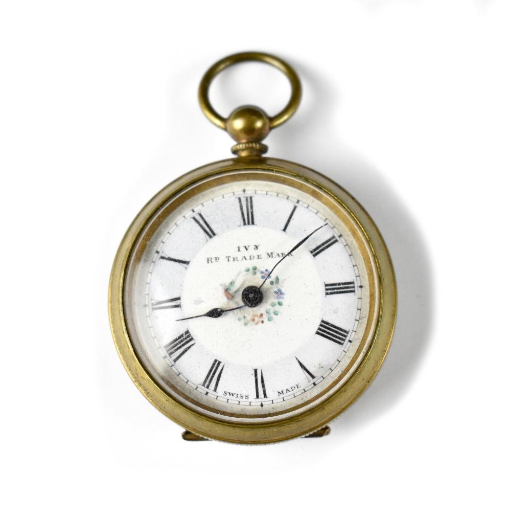 Ivy; a gilt metal key wind open face pocket watch, 38mm.