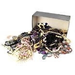 A large quantity of costume jewellery, mainly beaded necklaces, also bracelets.