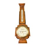 Short & Mason; a mahogany wall-hanging barometer with Fahrenheit and Centigrade thermometer,