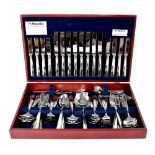 An Amefa 'Lindley' pattern, fifty-eight piece, eight setting cased cutlery service.