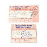 MANCHESTER UNITED; two ticket stubs, the first for Manchester United versus Brighton & Hove Albion,