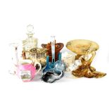 Various pottery and glass collectables to include a late 19th century slipware tobacco jar in the