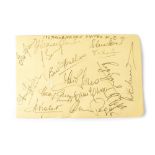 MANCHESTER UNITED; a sheet of pencil signatures from 1957 including Dennis Violet, Bill Faulkes,