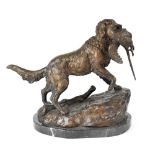 LIENARD; a bronze hunting Irish Setter sporting dog with pheasant in its mouth,