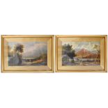 J MCINTYRE (active 1937); a pair of oil, both Lake District scenes, one titled 'Derwentwater',
