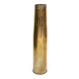 A very large 1953 120mm brass artillery shell case, length 83cm.