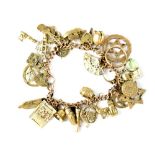 A 9ct gold charm bracelet,