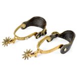 A pair of North & Judd (former Buermann) 'Hercules' bronze and stitched leather spurs with floral