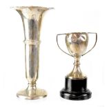 A hallmarked silver trumpet vase, Goldsmiths & Silversmiths Co Ltd, London 1924, height approx 15cm,