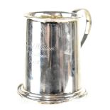 A George V children's hallmarked silver mug, engraved 'Robert Williams, 1st Christmas 1928',