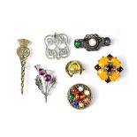 Seven various Scottish-style brooches (7).