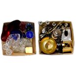 A quantity of various decorative items to include a large gilded glass charger,