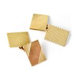 A pair of hallmarked 9ct gold cufflinks of rectangle shape and engine turned decoration united with