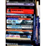 Two boxes of books relating to WWII to include 'World War Two: A Visual Encyclopaedia',
