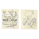 ENGLAND V SCOTLAND; a ticket stub for the game played at Wembley Saturday April 21st 1956,