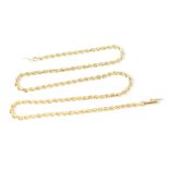 A 14k gold rope twist necklace, length approx 46cm, approx 15.4g.