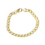A 9ct gold curb link bracelet with lobster claw fastener, length 23cm, approx 25g.