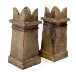 Two early 20th century crown top chimney pots, height 76cm (2).
