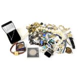 Various items of costume jewellery to include earrings, necklaces, three colour bangle, etc.