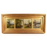 FRANK H WALLACE (1881-1962); oil on canvas quadtych, 'The Four Seasons', four rural seasonal views