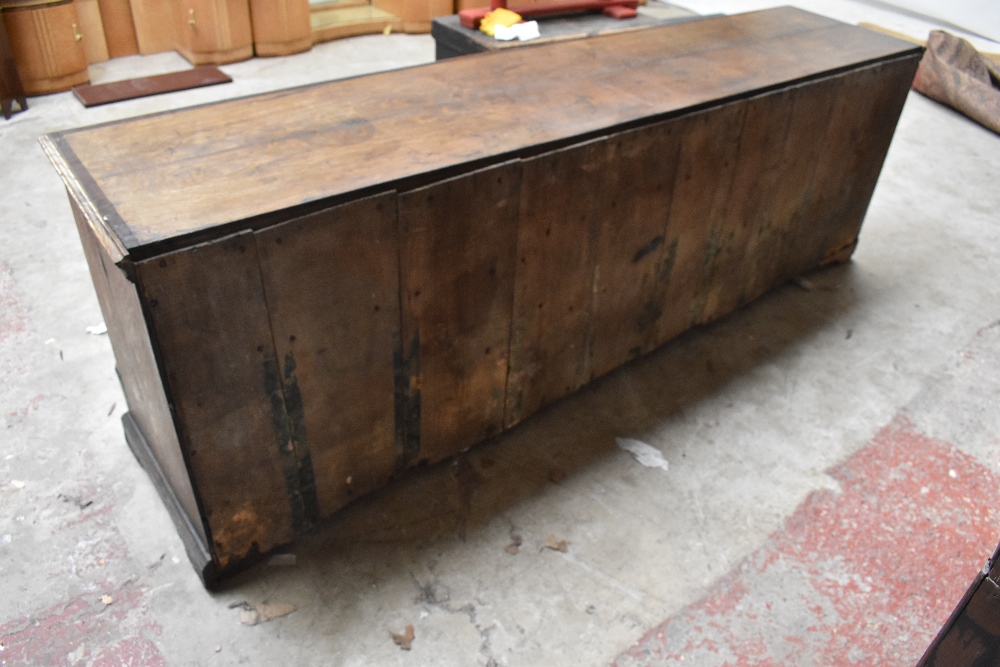 A good and large early 19th century oak and mahogany crossbanded North Country dresser base with two - Image 6 of 6