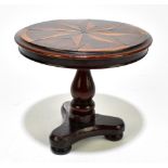 A 19th century mahogany apprentice miniature tilt-top breakfast table, with rosewood and satinwood