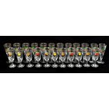 BRITVIC; a cased set of twelve vintage advertising sherry glasses, together with a similar set of