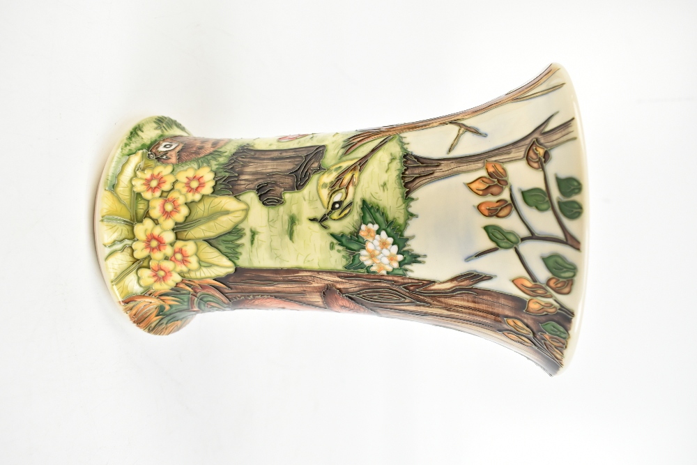MOORCROFT; a trumpet vase decorated with a squirrel and toadstools in a landscape setting, sign - Image 6 of 11