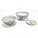 An 18th century Chinese Famille Rose porcelain footed bowl, decorated in enamels with figures in