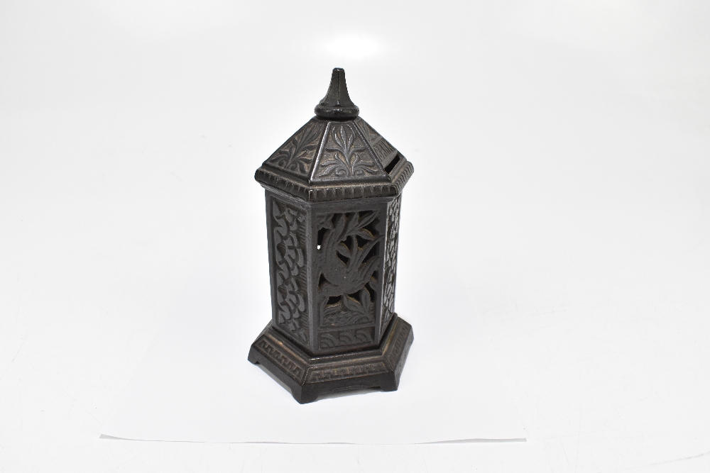 A Victorian cast iron novelty money bank of hexagonal form, impressed registration number 187026 - Image 2 of 4