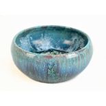 ROYAL LANCASTRIAN; a circular bowl decorated with a turquoise glaze, impressed marks to base,