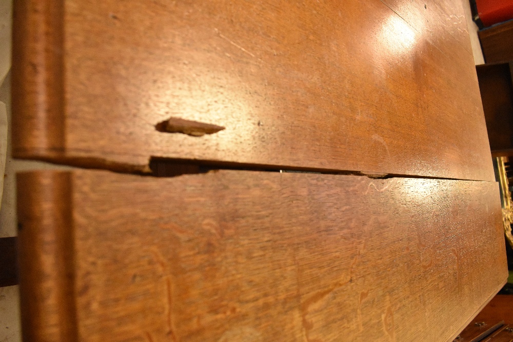 IN THE MANNER OF AUGUSTUS WELBY NORTHMORE PUGIN; an oak Gothic Revival dining table with moulded - Image 5 of 7