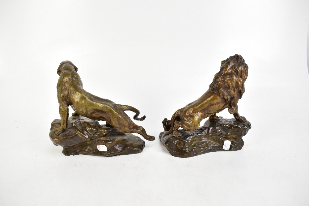 THOMAS FRANÇOIS CARTIER (1879-1943); a pair of late 19th/early 20th century bronze figures, lion and - Image 3 of 8