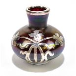 LOETZ; a miniature Iris vase with white metal overlay and rim, height 5.5cm.Additional