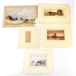 C BENTLEY; a 19th century watercolour, maritime scene beside harbour, signed and dated 1846 lower